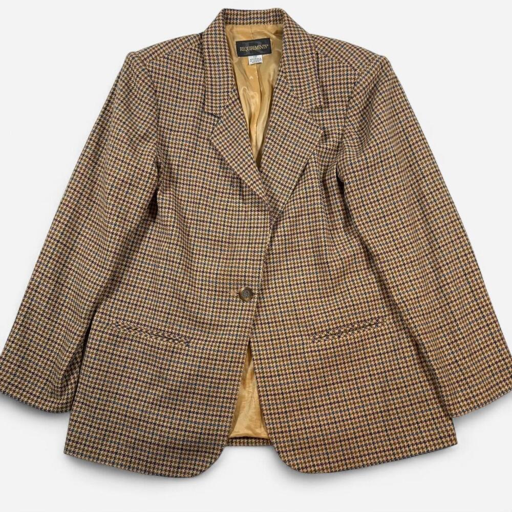 Requirements Houndstooth Blazer Women’s 12 Wool Blend Vintage 90s